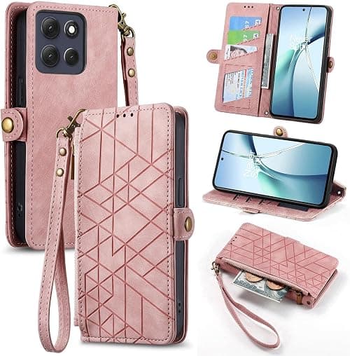 Compatible with Motorola Moto G77 5G Compatible with Motorola Moto G67 5G Flip Stand Zipper wallet Magnetic clasp Lanyard Protective Case Pink on Amazon.ae - Price Tracker