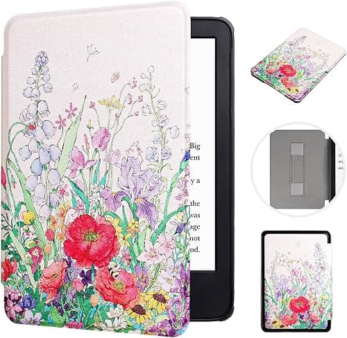 Case for Kindle Paperwhite 5th/6th/7th Generation 6" (Fits All 2012, 2013, 2015 and 2016 Versions), Slim PU Leather Cover with Hand Strap & Smart Auto Sleep/Wake, Flower Bush on Amazon.ae - Price Tracker