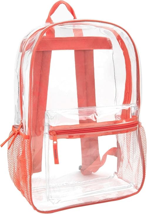 Clear Backpack With Reinforced Straps & Front Accessory Pocket - Perfect for School, Security, Sporting Events على Amazon.ae - متتبع الأسعار