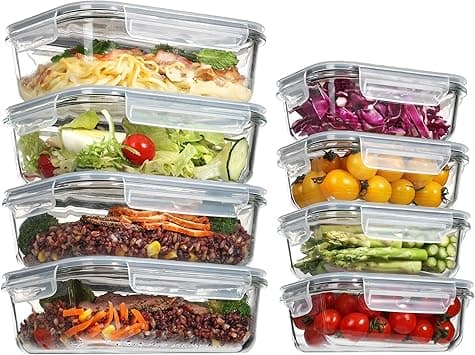 Vtopmart 8 Pack Glass Meal Prep Containers with Snap Lids (4 * 35.1oz+4 * 12.5oz), Kitchen Food Storage Containers for Microwave, Oven, Freezer and Dishwasher on Amazon.ae - Price Tracker
