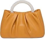 Beatfull Evening Purse Women Small Pearl Handbags Soft Leather Ruched Bag Wedding Bridal Clutch Party Prom Crossbody Purses - Best Deal Finder