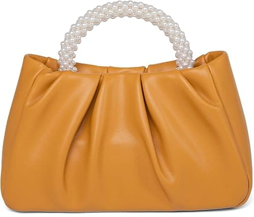 Beatfull Evening Purse Women Small Pearl Handbags Soft Leather Ruched Bag Wedding Bridal Clutch Party Prom Crossbody Purses على Amazon.ae - متتبع الأسعار