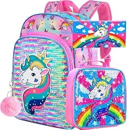 Kids Backpack for Girls, Unicorn Toddler Prechool Bookbag and Lunch Box - Best Deal Finder