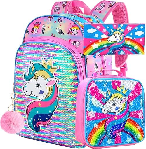 Kids Backpack for Girls, Unicorn Toddler Prechool Bookbag and Lunch Box on Amazon.ae - Price Tracker