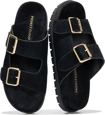 Project Cloud 100% Genuine Leather Womens Sandals Comfortable & Non-Slip Slides for Women - Plush & Soft Insole Ladies Sandals Women Footwear (Lanura) on Amazon.ae - Price Tracker