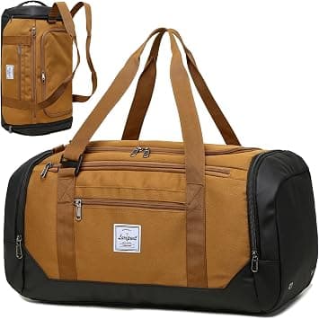 Laripwit Travel Duffle Bag for men 40L Medium Sports Gym Bag with Wet Pocket & Shoes Compartment Weekender Overnight Backpack for Traveling Duffel Bag Backpack for Women, Khaki, 42L duffle bag على Amazon.ae - متتبع الأسعار