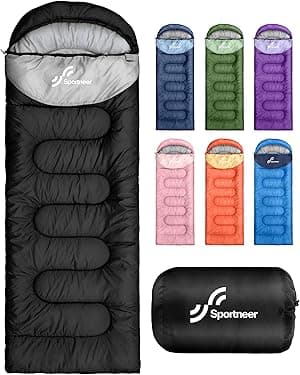 Sportneer Sleeping Bags for Adults, Warm & Cold Weather Sleeping Bag for Adults Kids Boys Girls - Lightweight Compact Camping Gear Equipment, Traveling, Backpacking, Hiking-Black - Amazon.ae Price Tracker