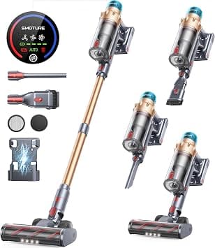 SMOTURE Cordless Vacuum Cleaner, 550W 45KPA Stick Vacuum with Touch Screen, Up to 60 Mins Runtime, Self-Standing Vacuum with Auto Mode, For Floor Carpet Car Pet Hair (Warranty + Local Support) - Best Deal Finder