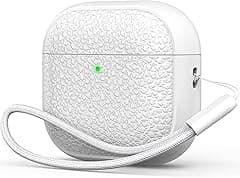 R-fun for Airpods 4 Generation Case, Soft TPU(leather-like) Design Drop Protection Cover for Men and Women with Lanyard and Cleaner Kit, Compatible with Apple Latest Airpods 4th Gen(USB-C)(2024)-White - Amazon.ae Price Tracker