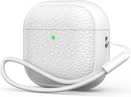 R-fun for Airpods 4 Generation Case, Soft TPU(leather-like) Design Drop Protection Cover for Men and Women with Lanyard and Cleaner Kit, Compatible with Apple Latest Airpods 4th Gen(USB-C)(2024)-White on Amazon.ae - Price Tracker