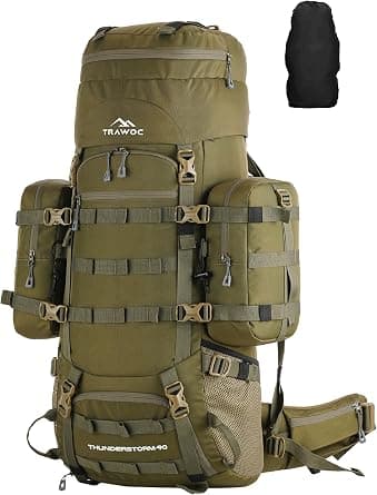 TRAWOC THUNDERSTORM 90L Internal Frame Rucksack for Men & Women Travel Backpack with Detachable Daypack/Camping Hiking Trekking Bag BHK008Max on Amazon.ae - Price Tracker