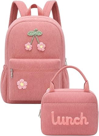 Dansydaisy Corduroy School Backpack Set Preppy Book Backpack and Lunch Bag with Crochet Flower for Girl Back to School Gift on Amazon.ae - Price Tracker