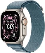 Apple Watch Ultra 3 GPS + Cellular 49mm Premium Running and Multisport Smartwatch with Rugged Natural Titanium Case with Light Blue Alpine Loop - Large. Advanced Health and Fitness Tracking - Best Deal Finder