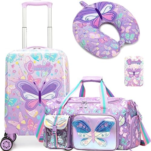 HTgroce 3-Piece Children's Suitcase Set, Children's Travel Suitcase with Travel Bag for Children, Neck Pillow & Suitcase Tag, Travel Trolley with Wheels for Children, Hard Case for Boys and Girls on Amazon - Best Deal Finder