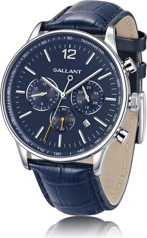 G GALLANT Mens Watch Luxury Quartz Watch for Men with Leather Strap Dual Time Multi Dial Wrist Watch Waterproof Men's Dress Watch Casual Business Gift on Amazon.ae - Price Tracker