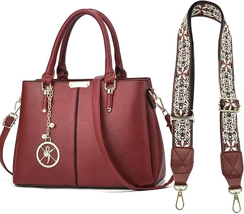 Purse and Handbags for Women, 3 Zip Compartments Tote Bag Designer Shoulder Purse Top Handle Satchel Bags on Amazon.ae - Price Tracker