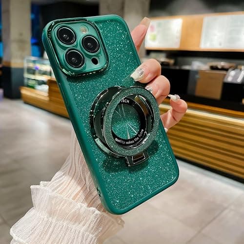 Magnetic Glitter Case for Samsung Galaxy A17 5G 4G/F17 5G/M17 5G,Luxury Plating Cute Bling Sparkling Shiny Kickstand Clear Women Girls Phone Case, Transparent Cover, Camera Protector Green on Amazon.ae - Price Tracker