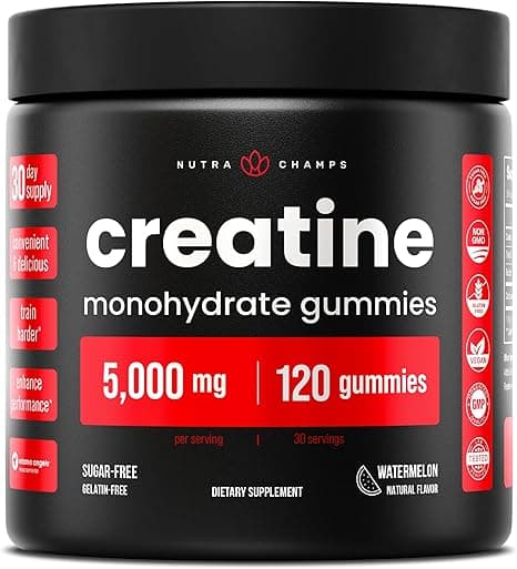 NutraChamps 120 Creatine Gummies for Men & Women - 5g Sugar Free Creatine Monohydrate Chewable Gummies - Promotes Protein Synthesis, Muscle Recovery & Performance on Amazon.ae - Price Tracker