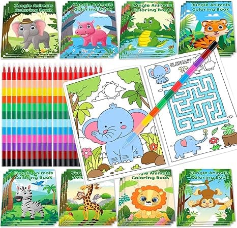 24Pcs Jungle Safari Animals Coloring Books with 24 Stacking Crayons,for Art Drawing Book for Party Favors Birthday Gifts Goodie Bag Fillers Classroom Supplies on Amazon.ae - Price Tracker