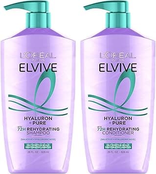 L'Oreal Paris Elvive Hyaluron + Pure Shampoo and Conditioner Set, Clarifying Shampoo and Rehydrating Conditioner with Salicylic Acid and Hyaluronic Acid, 1 Kit on Amazon.ae - Price Tracker