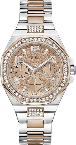 GUESS Women's Rose Gold Multicolor Stainless Steel Watch with Mineral Glass Dial and Band, Model GW0777L3 - Best Deal Finder