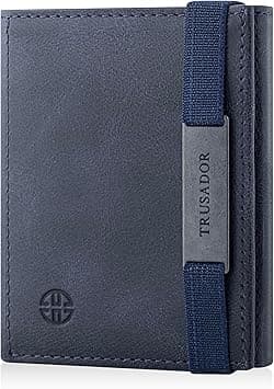 TRUSADOR Marseille Rfid Leather Wallet for Women and Men Includes ID Window, Detachable Mirror, Holds Bills, Cards, Includes Coin Pocket, Holds Cash, Navy, Small, Minimalist on Amazon.ae - Price Tracker