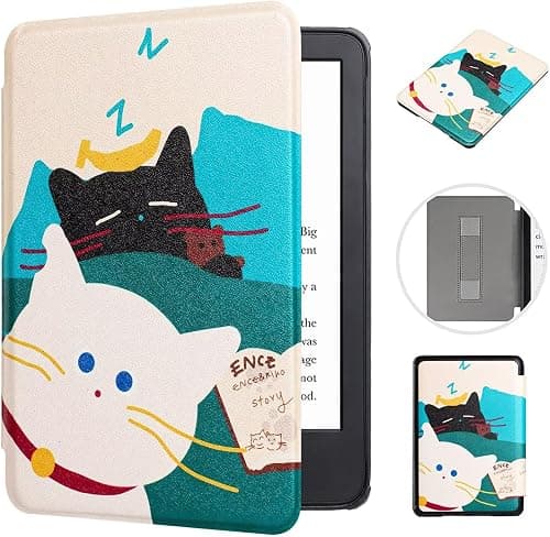 Case for Kindle Paperwhite 5th/6th/7th Generation 6" (Fits All 2012, 2013, 2015 and 2016 Versions), Slim PU Leather Cover with Hand Strap & Smart Auto Sleep/Wake, Black White Cat on Amazon.ae - Price Tracker