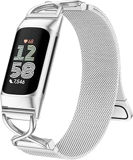 JKD X-Shape Metal Band Compatible with Fitbit Charge 6/ Charge 5 Bands for Women Men, Soft Stainless Steel Mesh Loop Strap Bracelet Wrist Band Replacement for Fitbit Charge 5/ Charge 6 Fitness Tracker - Best Deal Finder