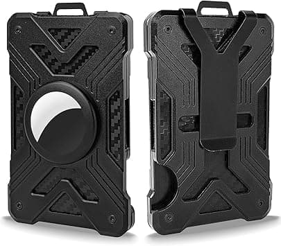 kullder Wallet with Metal Money Clip, Airtag Wallet for Men(No Airtag), Minimalist Wallet with a Clear ID Card Holder, Slim Carbon Fiber Money Clip, Wallets for Men, RFID Blocking Tactical Wallet on Amazon.ae - Price Tracker