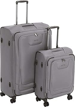 Amazon Basics 2 Piece Expandable Softside Spinner Luggage Suitcase With TSA Lock And Wheels Set - Grey on Amazon.ae - Price Tracker
