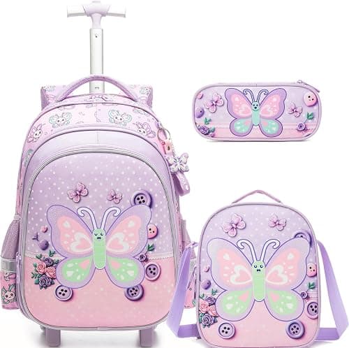HTgroce Girls Primary School Trolley Backpack – 3 in 1 Set with Bag and Pencil Case – Ergonomic and Primary Backpack with Wheels (1st to 5th Class) – School Trolley on Amazon.ae - Price Tracker