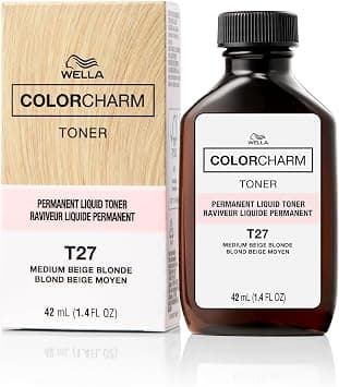 COLORCHARM Permanent Liquid Toners | Neutralize Brass | Free of Parabens | Vegan | T27 Medium Beige Blonde | 1.4 Fl Oz - Best Deal Finder