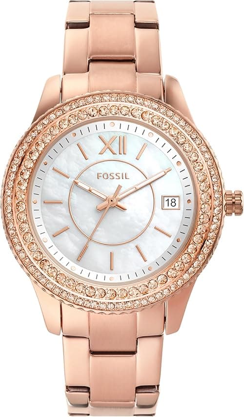 FOSSIL Womens Watch Stella, 37 mm, Case Size, Quartz Movement, Stainless Steel Strap, Rosegold on Amazon.ae - Price Tracker