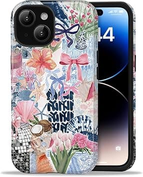 Compatible with iPhone 15 Plus Case, Aesthetic Summer Phone Case Cute Flower Bow Ribbon Flower Coconut Collage for Girl Women, Scratch Resistant Protective Girly Case for iPhone 15 Plus على Amazon.ae - متتبع الأسعار