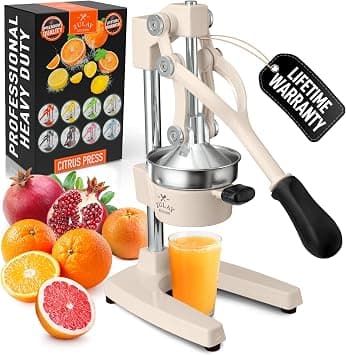 Zulay Kitchen Professional Citrus Juicer - Manual Citrus Press and Orange Squeezer - Metal Lemon Squeezer - Premium Quality Heavy Duty Manual Orange Juicer and Lime Squeezer Press Stand, Cream on Amazon.ae - Price Tracker