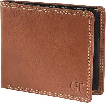 Grains & Tan Genuine Leather Double Stitched Money Wallet for Men with RFID Blocking Slim Lightweight Bifold Wallet with 6 Credit Card Pockets and 2 Slip Pockets Gift Box, Vintage Tan on Amazon.ae - Price Tracker