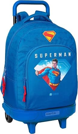 Safta Superman Large Backpack with Wheels, Compact, Removable, Ideal for Children of Different Ages Comfortable and Versatile, Quality and Resilience, 33 x 22 x 45 cm, Blue, M, Casual, blue, M, Casual on Amazon.ae - Price Tracker
