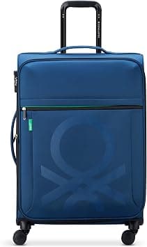 United Colors of Benetton Block Softside 81CM Expandable Travel Trolley Case with 4 Double Spinner Wheels, Large Luggage, Navy على Amazon.ae - متتبع الأسعار
