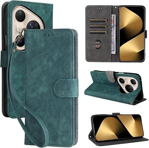 For Huawei Pura 80 Ultra Flip Cover with Hand Strap, PU Leather Full Body Protection Shockproof Flip Mobile Phone Case, RFID Anti-theft Brush Folio Wallet Case on Amazon.ae - Price Tracker