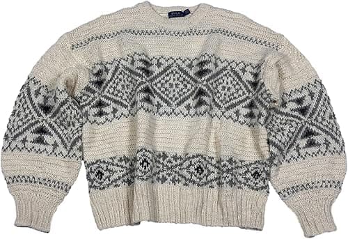 POLO RALPH LAUREN Women Cream Brown Southwestern Blouson Sleeve Wool Alpaca Sweater on Amazon.ae - Price Tracker