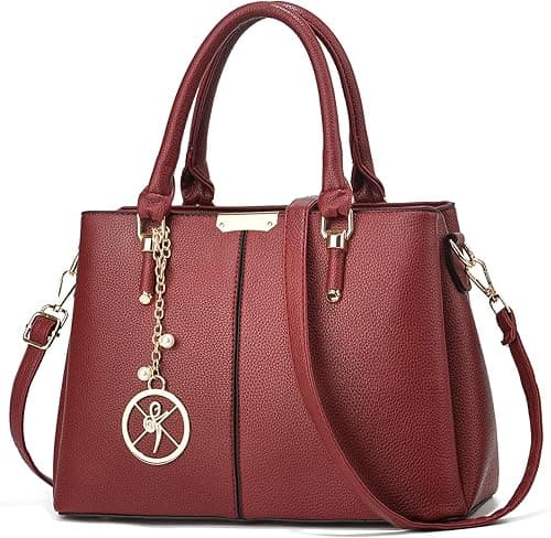 Purse and Handbags for Women, 3 Zip Compartments Tote Bag Designer Shoulder Purse Top Handle Satchel Bags on Amazon.ae - Price Tracker