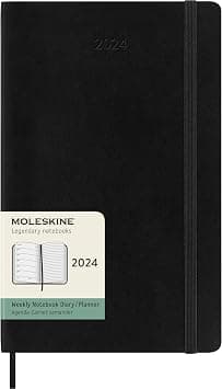 Moleskine 2024 Weekly Planner, 12M, Large, Black, Soft Cover (5 x 8.25) - Best Deal Finder