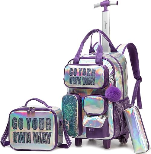 Rolling Backpack for Girls and Boys Backpack with Wheels Travel Luggage Suitcase on Amazon.ae - Price Tracker