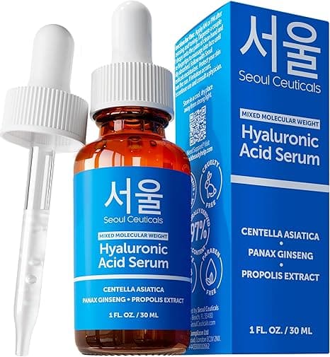 SeoulCeuticals Korean Hyaluronic Acid Serum For Face - High Molecular Weight &amp; Low Molecular Weight Hyaluronic Acid - Centella Serum + Propolis. 1oz on Amazon.ae - Price Tracker