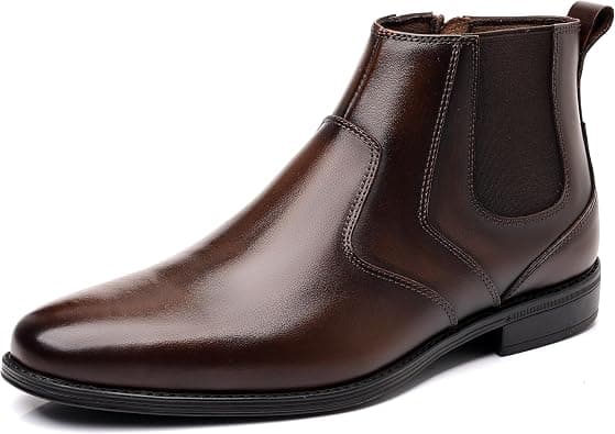Holy dove Mens Stylish Chelsea Dress Boots - Brown Leather Slip On Casual Business Ankle Boot Brown على Amazon.ae - متتبع الأسعار