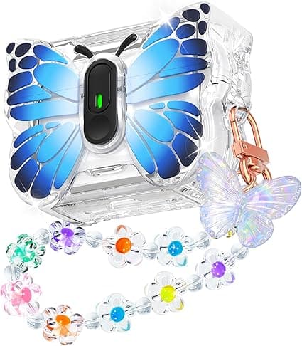 R-fun for AirPods Pro 2 Case Butterfly Artistry - Auto Pop-Up Lid &amp; Kickstand Function, Military-Grade 360° Protection with Beautiful Bracelet &amp; Cleaning Kit for AirPods Pro 2 Gen，Black Blue on Amazon.ae - Price Tracker