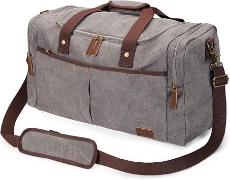 S-ZONE 65L Large Canvas Travel Duffel Bag Weekend Overnight Bag with Shoes Compartment Holdall Gym Bag with Multi-Pockets for Men and Women on Amazon.ae - Price Tracker