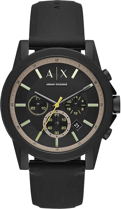 Armani Exchange Outer Banks Men's Black Dial Silicone Analog Watch - AX1343 on Amazon.ae - Price Tracker