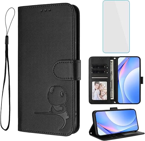 for Motorola Moto G67 5G/G77 5G/G87 5G Phone Case Wallet with Screen Protector [RFID Blocking] Card Women Mobile Phone Cover Panda Case for Motorola G 67 77 87 MotoG67 MotoG77 MotoG87 Black على Amazon.ae - متتبع الأسعار