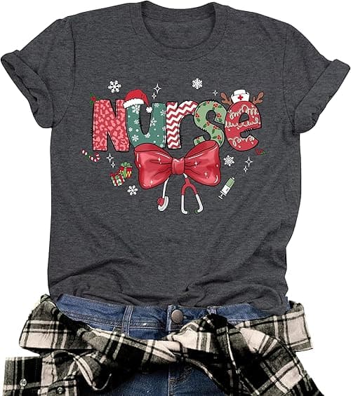 Christmas Shirts for Women Funny Merry Xmas Holiday Short Sleeve Tee Tops on Amazon.ae - Price Tracker